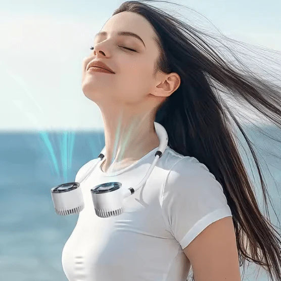 100-Speed Display Screen Neck Hanging Fan