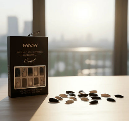 Febble - Elegant Black Nude Oval Nails (Original)