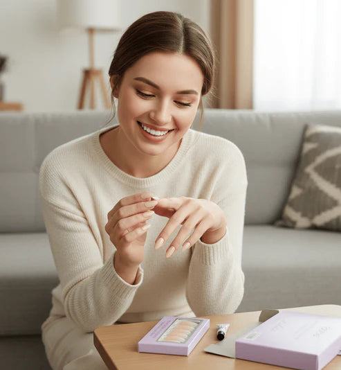 Febble - Nude Silver Wave Oval Nails (Original)